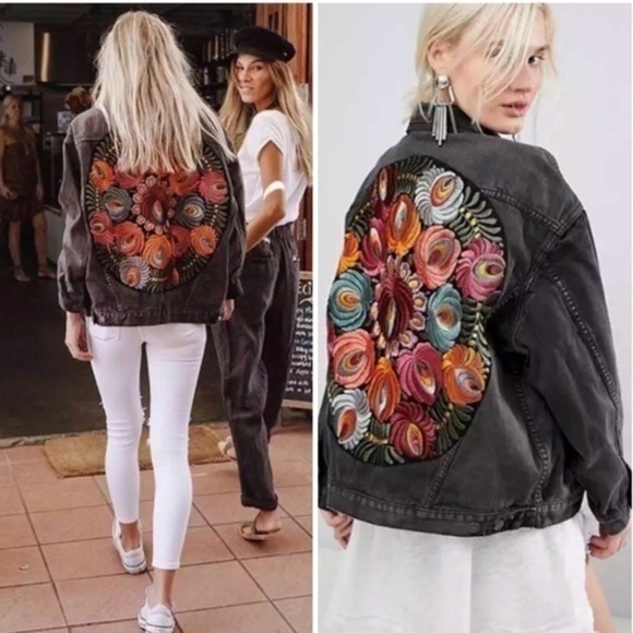 Ashbury Vintage Wash Black Embroidered Denim Jacket - Picture 3 of 13